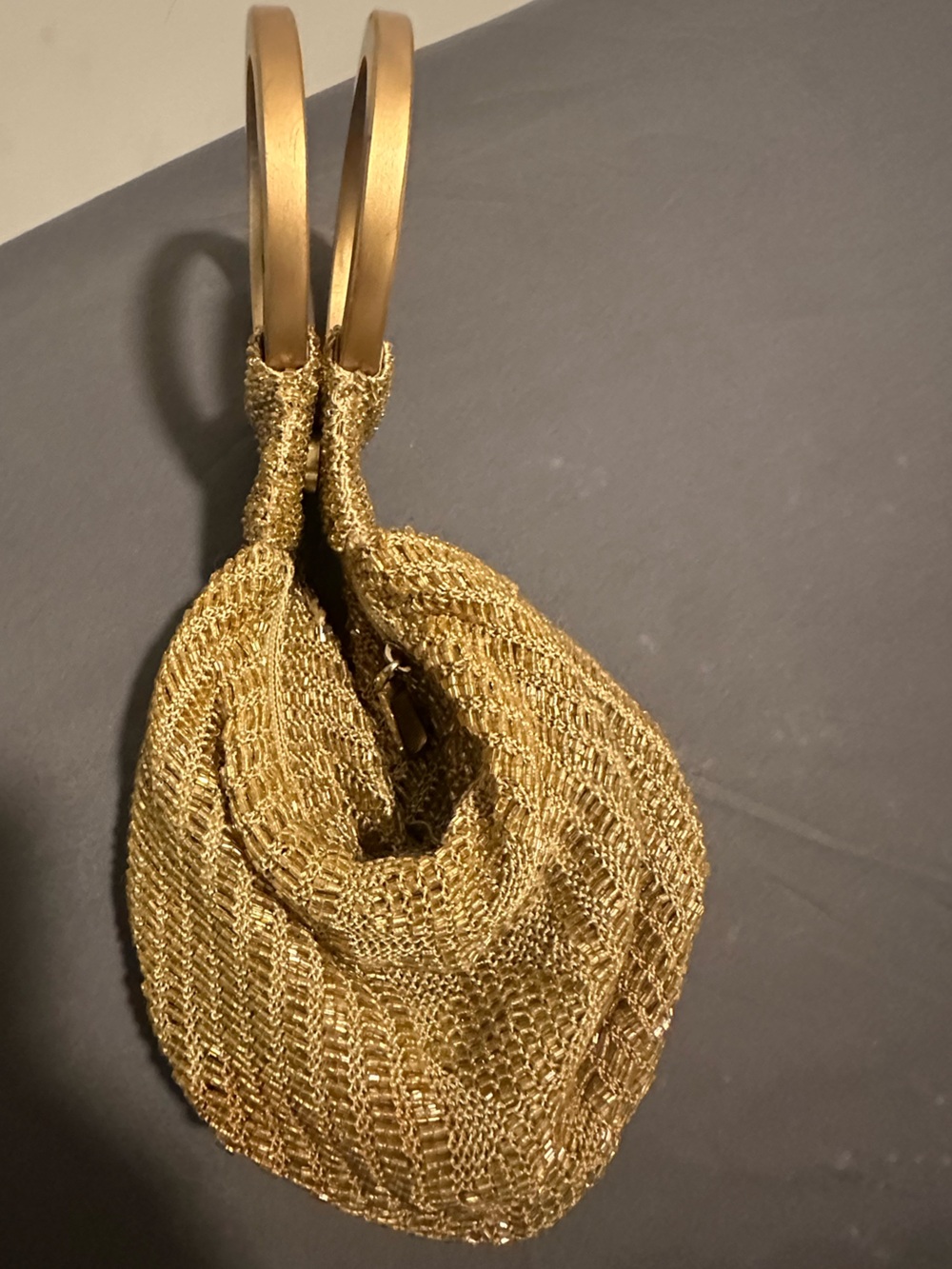 Gold Metallic Woven Womenโs Tote Bag